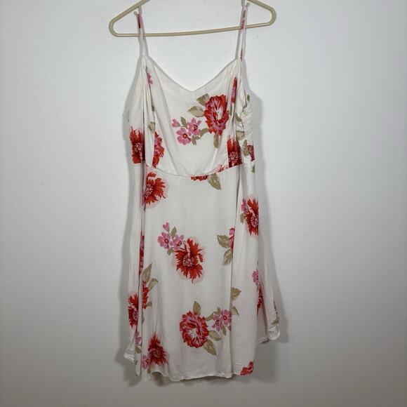 Old Navy Floral White Pink Red Print Midi Dress XL Strappy Sundress Summer - Picture 9 of 9